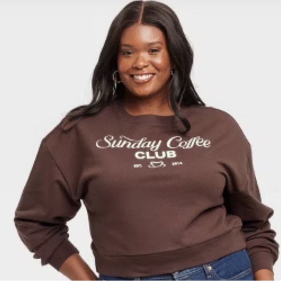 Tops - Brown 'Sunday Coffee Club' Sweatshirt sz medium